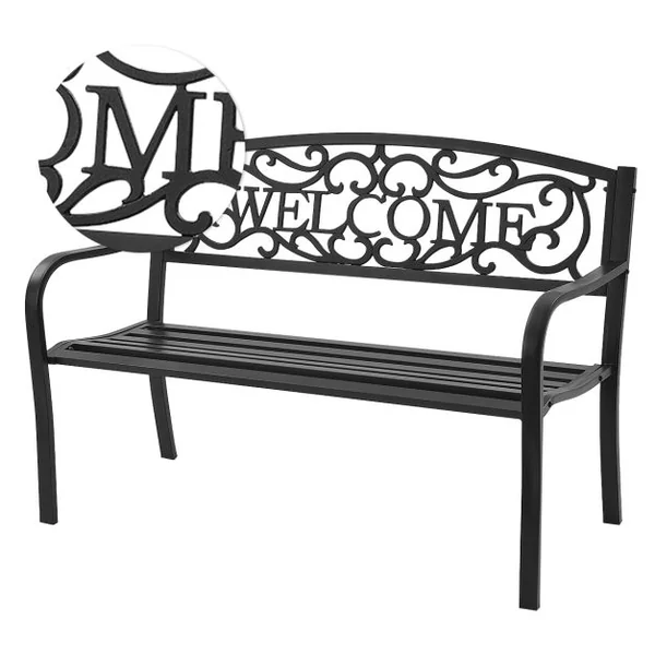 Banc de Jardin de Style Ancien Mobilier avec Cadre Métallique pour l'Intérieur et l'Extérieur 127 x 63,5 x 89 cm Noir/Cuivré