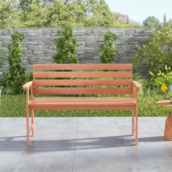 Banc de Jardin en Bois 2 Places Dossier Siège à Lattes Accoudoirs Peinture DIY Charge 150KG Intérieur Extérieur
