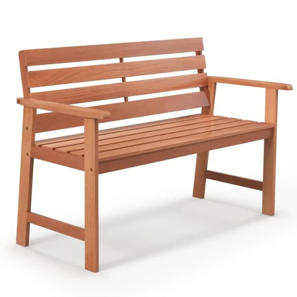 Banc de Jardin en Bois 2 Places Dossier Siège à Lattes Accoudoirs Peinture DIY Charge 150KG Intérieur Extérieur