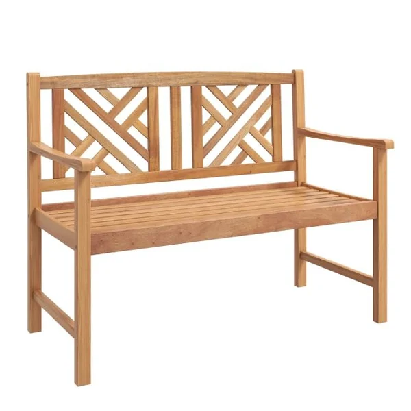 Banc de Jardin en Bois d'Acacia avec 2Places Charge 360KG Banquette de Jardin Extérieure à Lattes avec Accoudoirs et Dossier