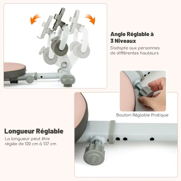 Banc de Musculation Multifonction avec 3 Angles et Longueur Réglable Banc de Redressement Assis Pliable pour 14 à 18 Ans Charge 150KG Rose/Bleu