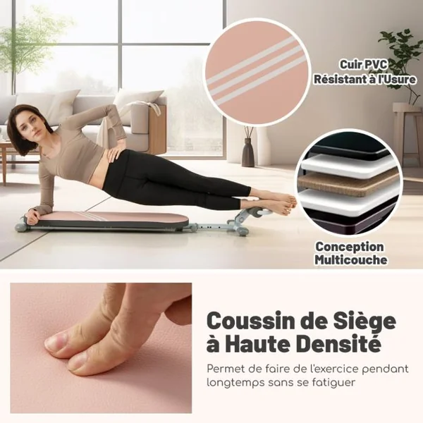 Banc de Musculation Multifonction avec 3 Angles et Longueur Réglable Banc de Redressement Assis Pliable pour 14 à 18 Ans Charge 150KG Rose/Bleu