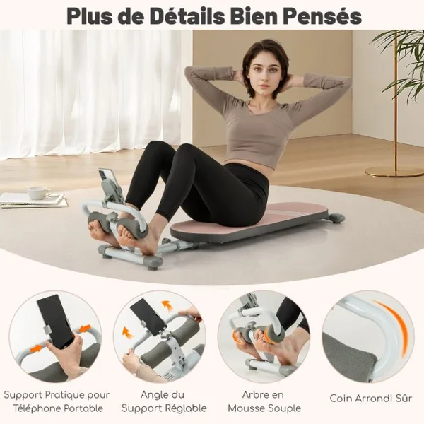 Banc de Musculation Multifonction avec 3 Angles et Longueur Réglable Banc de Redressement Assis Pliable pour 14 à 18 Ans Charge 150KG Rose/Bleu