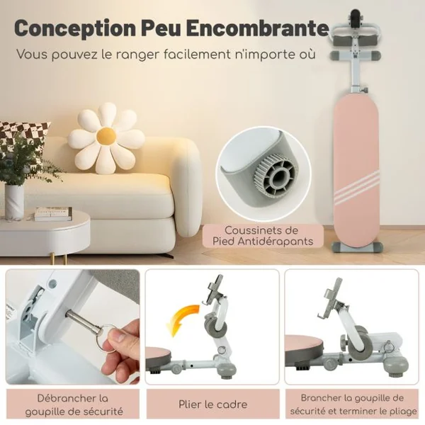 Banc de Musculation Multifonction avec 3 Angles et Longueur Réglable Banc de Redressement Assis Pliable pour 14 à 18 Ans Charge 150KG Rose/Bleu