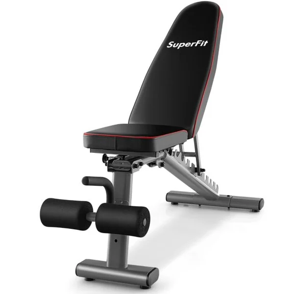 Banc de Musculation Réglable Banc de Fitness Robuste 300 k, 2 roues de Transport Banc d'Entraînement Complet du Corps Noir