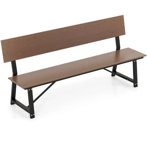 Banc de Terrasse 4 Places Banc Extra Long de 183 cm avec Siège et Dossier en HDPE Toutes Saisons Capacité 500 kg Marron