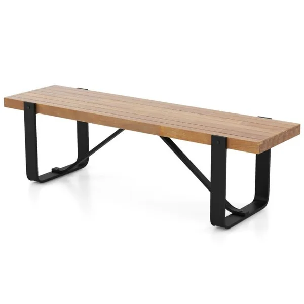 Banc d'Entrée de 152,5 CM de Long avec Structure Métallique Rangement à Chaussures Rustique en Bois Capacité de Charge 300 KG Naturel