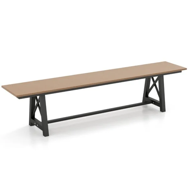 Banc d'Extérieur en HDPE pour 3 à 4 Personnes Cadre en Métal Banc de Patio Sans Dossier de 183 cm Capacité de 500 Kg Marron