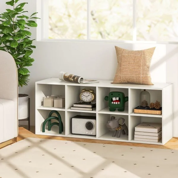 Banc à Chaussures Organisateur de Chaussures à 8 Casiers Capacité de 70 kg Armoire de Rangement avec Etagère à Chaussures Blanc/Gris/Noir