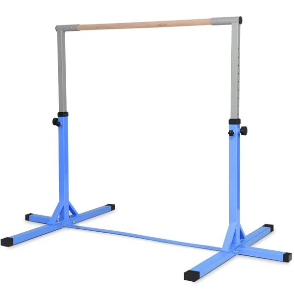 Barre de Gymnastique Hauteur Réglable Pieds de Support Antidérapants Capacité 100kg en Acier 200x121x91-150cm Bleu/Rose/Violet