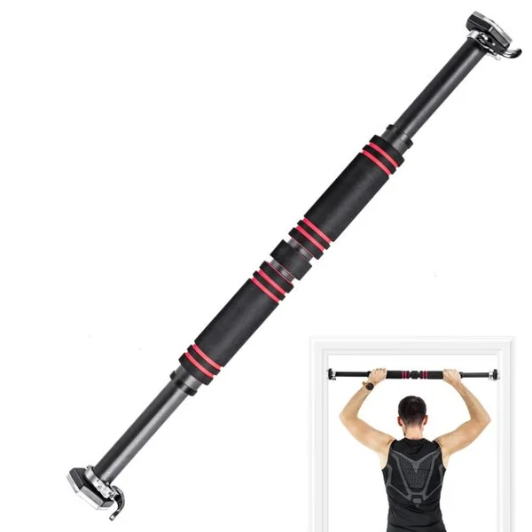 Barre de Traction pour Porte Largeur Réglable de 65 à 100 CM Installation sans Vis avec Poignée en Mousse Antidérapante Noir