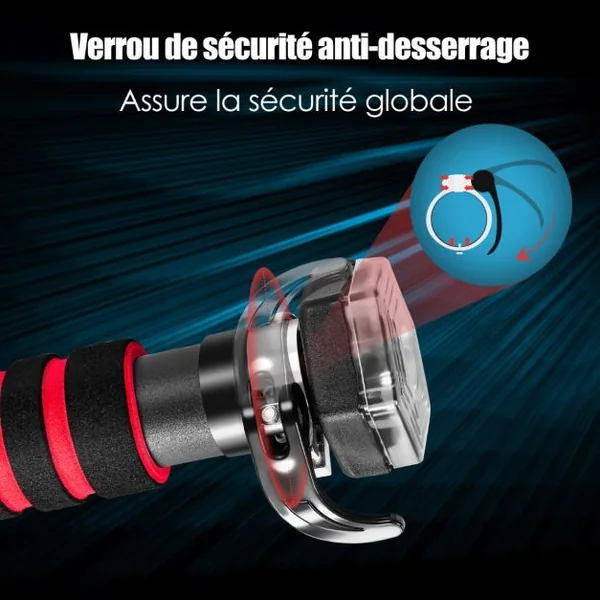 Barre de Traction pour Porte Largeur Réglable de 65 à 100 CM Installation sans Vis avec Poignée en Mousse Antidérapante Noir