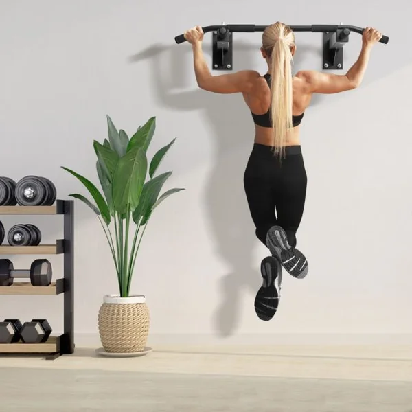 Barre de Traction pour Porte Murale Multiprises Poignées en Mousse Tubes en Acier avec Revêtement en Poudre Charge 200 kg