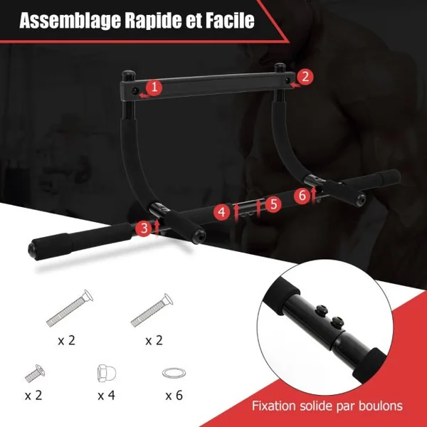 Barre de Traction pour Porte Robuste avec Poignées Enveloppées de Mousse Barre de Fitness Polyvalente pour La Plupart Des Cadres de Porte Jusqu'à 80 Cm