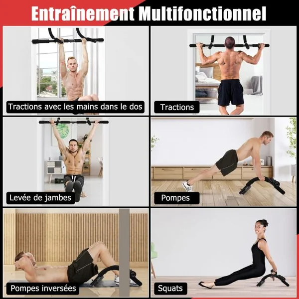 Barre de Traction pour Porte Robuste avec Poignées Enveloppées de Mousse Barre de Fitness Polyvalente pour La Plupart Des Cadres de Porte Jusqu'à 80 Cm