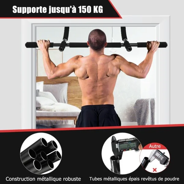 Barre de Traction pour Porte Robuste avec Poignées Enveloppées de Mousse Barre de Fitness Polyvalente pour La Plupart Des Cadres de Porte Jusqu'à 80 Cm