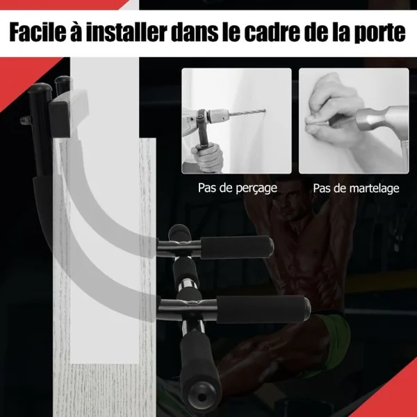 Barre de Traction pour Porte Robuste avec Poignées Enveloppées de Mousse Barre de Fitness Polyvalente pour La Plupart Des Cadres de Porte Jusqu'à 80 Cm