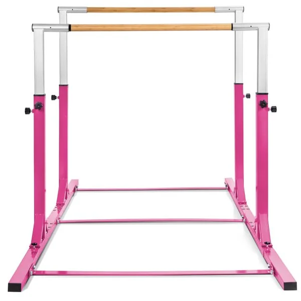 Barres Parallèles de Gymnastique Hauteur Réglable 11 Niveaux Double Barre à Largeur Réglable Charge 100KG pour 6-12 Ans Bleu/Rose/Violet