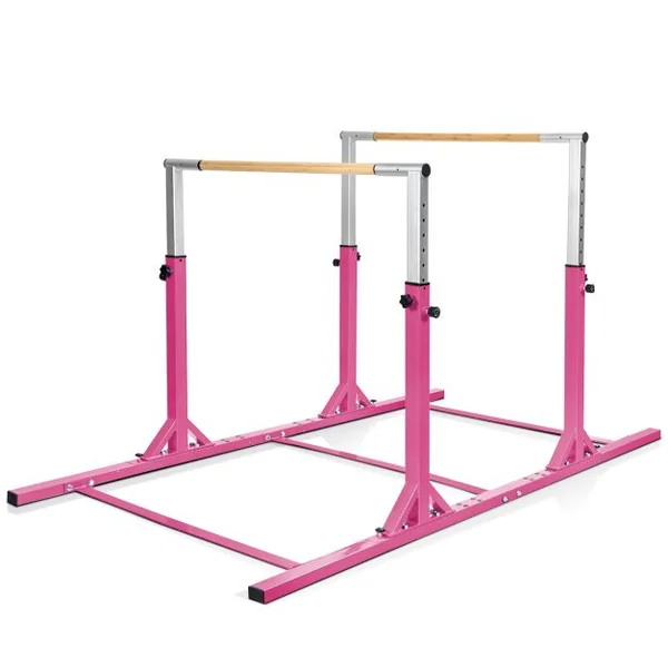 Barres Parallèles de Gymnastique Hauteur Réglable 11 Niveaux Double Barre à Largeur Réglable Charge 100KG pour 6-12 Ans Bleu/Rose/Violet