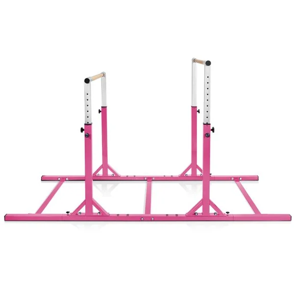 Barres Parallèles de Gymnastique Hauteur Réglable 11 Niveaux Double Barre à Largeur Réglable Charge 100KG pour 6-12 Ans Bleu/Rose/Violet