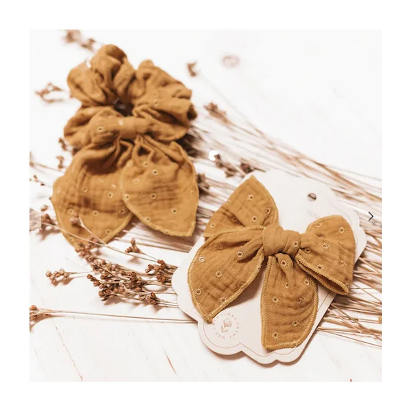 Barrette pince noeud caramel