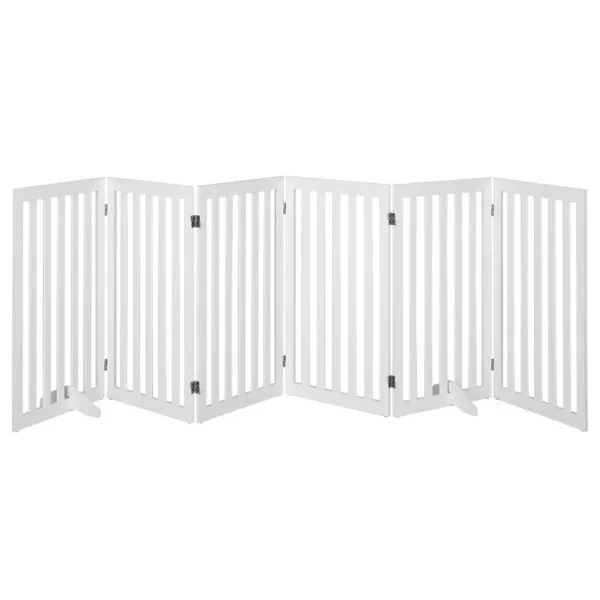 Barrière Autoportante pour Chien 2/4 Panneaux en Bois Charnières Métalliques à 360° Antidérapants pour Maison Escaliers Blanc
