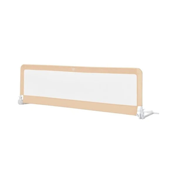 Barrière de Lit Enfants 180 x 56 cm avec Sangles Barrière de Sécurité Pliable avec Tissu en Maille Respisante Angle Réglable 0°à 180° Beige