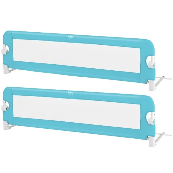 Barrière de Lit pour Enfant / Bébé 150 CM Maillage Rabattable et Portable Protection Bord de Lit Bleu