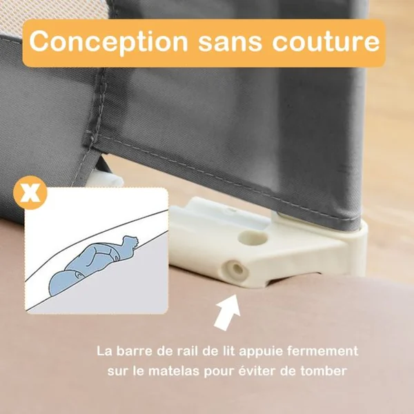 Barrière de Lit Rail de Lit de Sécurité pour Tout-Petits Réglable en Hauteur 72,5 -101,5cm Gris Foncé