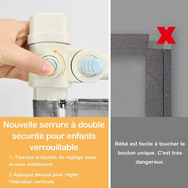 Barrière de Lit Rail de Lit de Sécurité pour Tout-Petits Réglable en Hauteur 72,5 -101,5cm Gris Foncé
