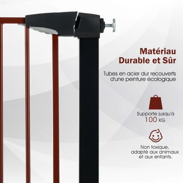 Barrière de Sécurité Bébé Extensible 75-81cm à Fermeture Automatique Barrière d'Escalier à Fixation par Pression Sans Percage Ouverture à une Main Noir