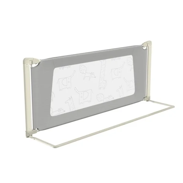 Barrière de Sécurité de Lit Bébé Portable 200CM Hauteur Réglable Soulèvement Vertical Double Verrou de Sécurité Gris