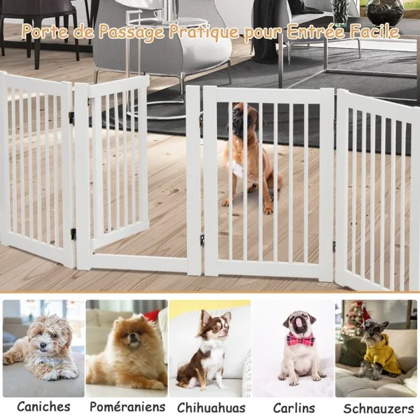 Barrière de Sécurité Pliable Barrière de Sécurité 4 Panneaux pour Animaux en Bois de Pin 203x1,8x76cm Bordeaux/Blanc