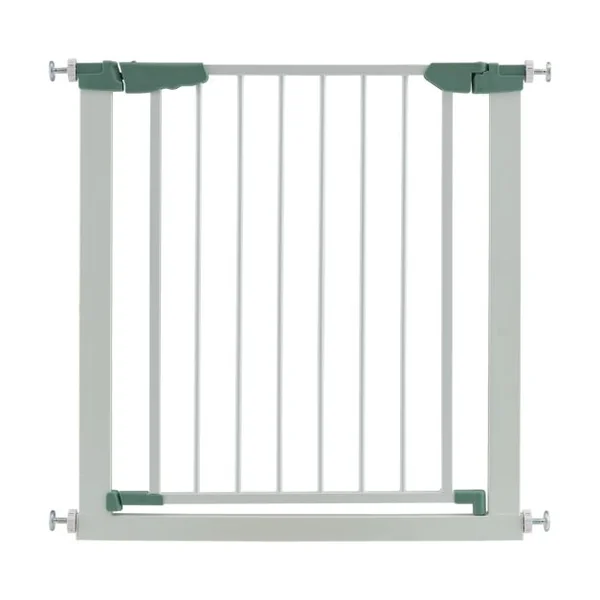 Barrière de Sécurité pour Bébé/Animaux Longueur Extensible 76-82,5cm Fermeture Automatique Métal Montage sous Pression Blanc Blanc