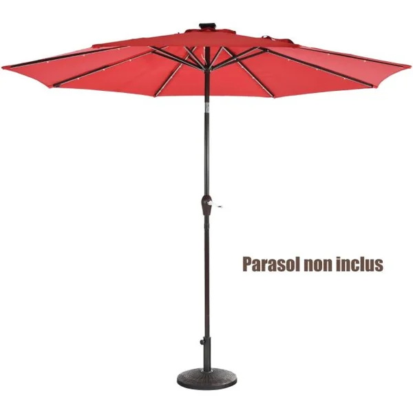 Base de Parasol de Patio 45 cm Support de Parasol Ronde en Résine Résistant aux Intempéries pour Poteaux de Φ 38/ 48 mm Jardin Plage