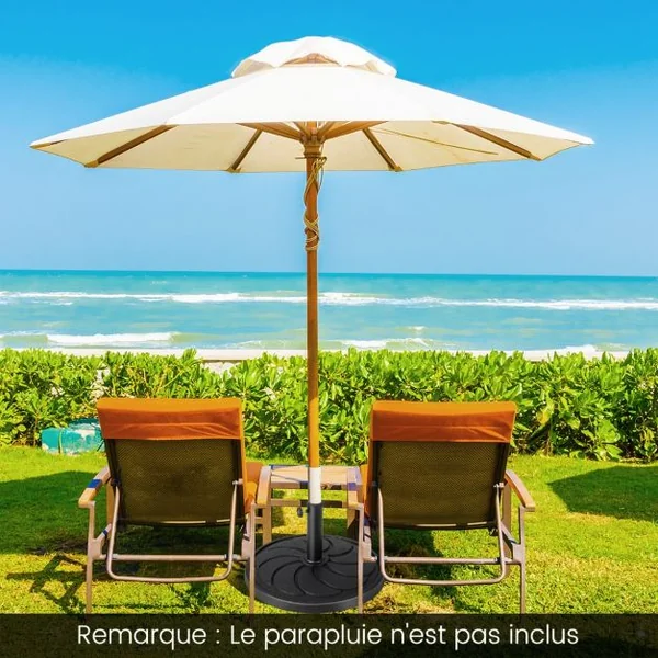 Base de Parasol D'Extérieur 18 kg Support de Parasol Rond Diamètre 54 cm S'Adapte aux Poteaux de Parasol 38/48 mm