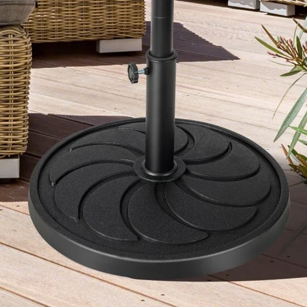 Base de Parasol D'Extérieur 18 kg Support de Parasol Rond Diamètre 54 cm S'Adapte aux Poteaux de Parasol 38/48 mm