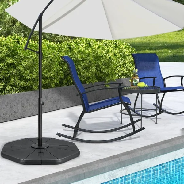 Base de Parasol Remplissable à 4 Plaques Base pour Parasol Déporté Base Carrée Robuste Remplissable avec de l'Eau/Sable Capacité 94 kg