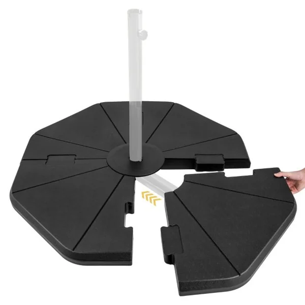 Base de Parasol Remplissable à 4 Plaques Base pour Parasol Déporté Base Carrée Robuste Remplissable avec de l'Eau/Sable Capacité 94 kg