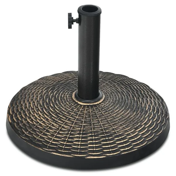Base de Parasol Ronde en Résine de 12 Kg Support de Parasol d'Extérieur Robuste avec Bouton Réglable Résistante à Toutes Saisons