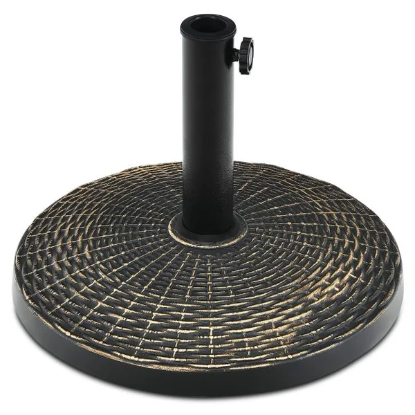 Base de Parasol Ronde en Résine de 12 Kg Support de Parasol d'Extérieur Robuste avec Bouton Réglable Résistante à Toutes Saisons