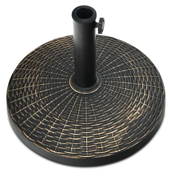 Base de Parasol Ronde en Résine de 12 Kg Support de Parasol d'Extérieur Robuste avec Bouton Réglable Résistante à Toutes Saisons