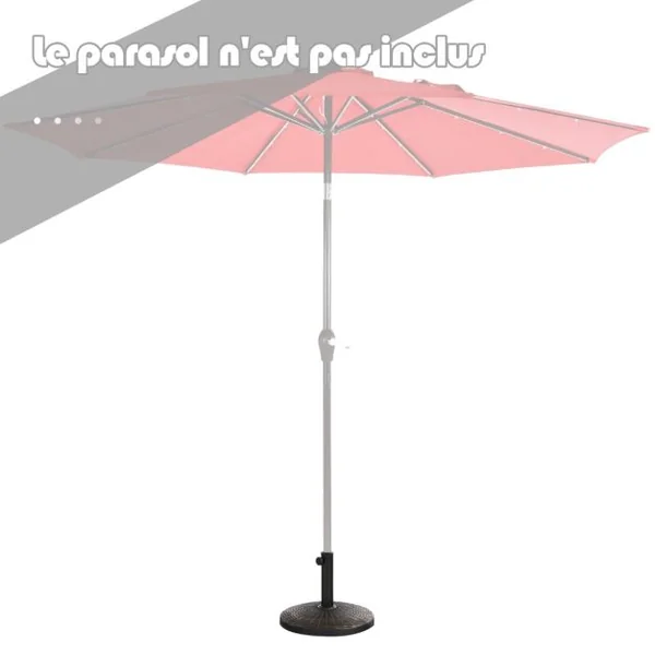 Base de Parasol Ronde en Résine de 12 Kg Support de Parasol d'Extérieur Robuste avec Bouton Réglable Résistante à Toutes Saisons