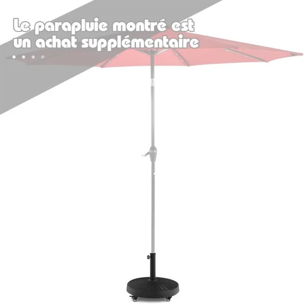 Base de Parasol sur Roulettes en Résine 23 Kg Support de Parasol d'Extérieur en Rotin avec Roues Verrouillables Résistance à Décoloration