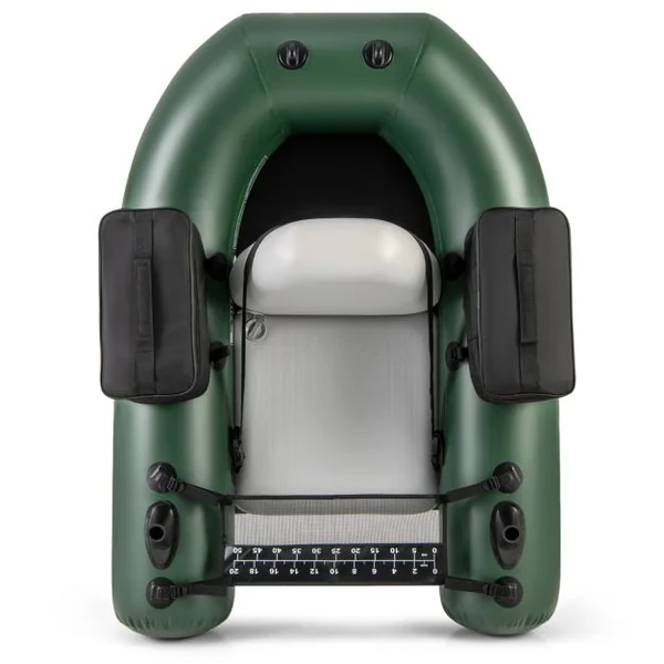 Bateau Gonflable pour la Pêche à la Ligne Règle à Poisson 2 Poches de Rangement Pompe Sac de Transport Boucles de Moteur Camouflage