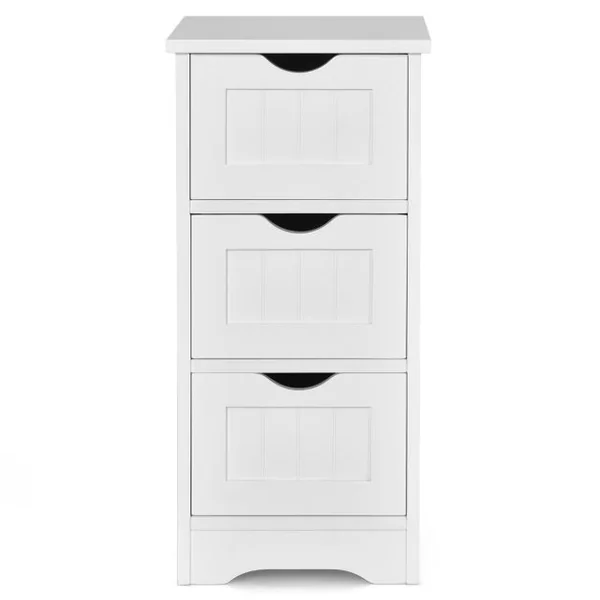 Bathroom Floor Cabinet Organisateur de rangement autoportant avec 3 tiroirs Blanc