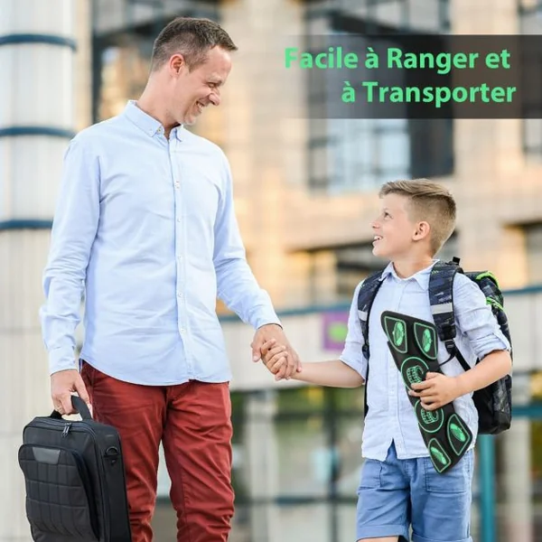 Batterie Electronique Portable 9 Pads Fonction MIDI 2 Haut-parleurs Stéréo 2 Pédales 2 Baguettes 7 Tythmes et 4 Morceaux