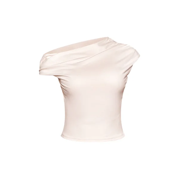 Beige Top Asymétrique Ultra Doux Petite Taille