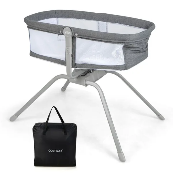 Berceau Bébé Pliable avec Matelas Moelleux de 2,5 cm Lit de Voyage avec Inclinaison Réglable Sac de Transport Charge 9 KG 0-6 Mois