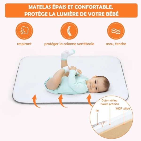 Berceau pour Bébé Pliage 3 en 1 Parc Bébé avec Matelas Fonction Balancelle Parois Latérales en Maille Filet Charge 9KG Gris